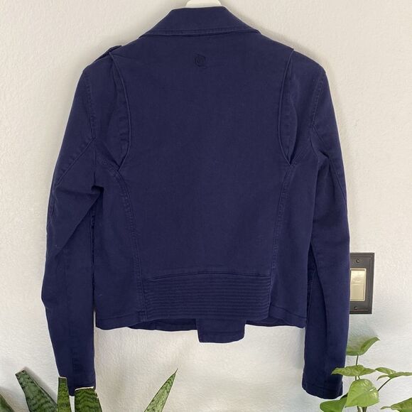 MCQ Alexander McQueen Navy Blue Biker Jacket - Picture 3 of 12